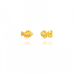 Pendiente Plata Circonita Pendientes Pez - Circonita - 7,5 mm - Bañado Oro y Plata Rodiada