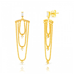 Ohrringe Silber Zirkonia Zirkon-Ohrringe – Dreifachkette – 50 mm – vergoldet und rhodiniertes Silber