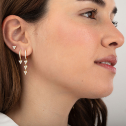 Pendiente Plata Circonita Pendientes Aro Triángulo  - 20 mm - Circonita - Bañado Oro y Plata Rodiada