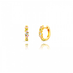 Pendiente Plata Circonita Pendientes Aro - 14 mm - Circonita - Bañado Oro y Plata Rodiada