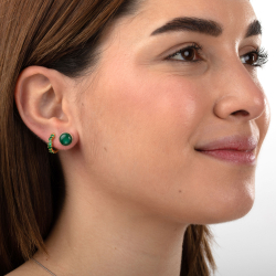 Pendiente Plata Circonita Pendientes Aro - 14 mm - Circonita - Bañado Oro y Plata Rodiada
