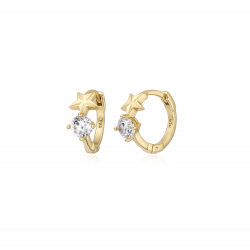 Silver Zircon Earrings Silver Zirconia Earrings - 11 mm - Star - Gold Plated and Rhodium Silver