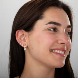 Pendiente Plata Circonita Pendientes Plata  - Pez - 12 mm - Bañado Oro y Plata Rodiada