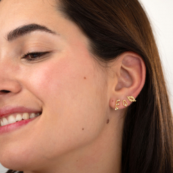 Ohrringe Silber Zirkonia Silberohrringe - Raute - 7,5 mm - Vergoldet und Rhodium Silber