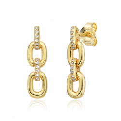 Ohrringe Silber Zirkonia Ohrringe Knoten - Weiße Zirkonia - 20mm - Silber Vergoldet und rhodiniertes Silber