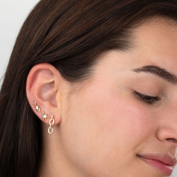 Ohrringe Silber Zirkonia Ohrringe Knoten - Weiße Zirkonia - 20mm - Silber Vergoldet und rhodiniertes Silber