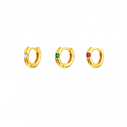 Pendiente Plata Circonita Pendientes Circonita - Aro 10 mm - Bañado Oro - Circonita