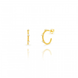 Ohrringe Silber Zirkonia Halbcreolen – 18 mm – Zirkonia – Silber vergoldet und rhodiniert