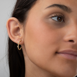 Ohrringe Silber Zirkonia Halbcreolen – 18 mm – Zirkonia – Silber vergoldet und rhodiniert