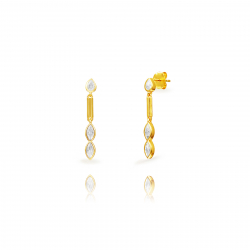 Ohrringe Silber Zirkonia Ohrringe - Marquise Zirkonia Lang - 29 mm - Vergoldet und Rhodiniert