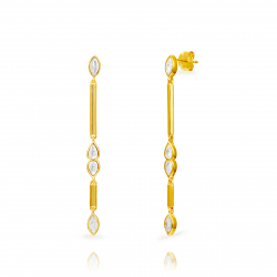 Ohrringe Silber Zirkonia Hängeohrringe - Zirkonia - 58 mm - Vergoldet und Rhodiniertes Silber