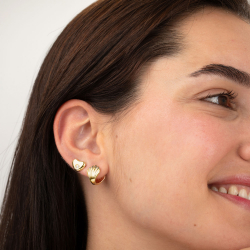 Ohrringe Silber Zirkonia Silber Zirkonia Ohrringe - Unregelmäßig - 11 mm - Vergoldet und rhodiniertes Silber