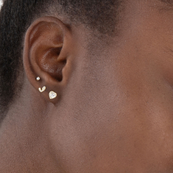 Ohrringe Silber Zirkonia Silber Ohrringe - Dreier-Set - Herzen und Kreis - Vergoldet und Rhodiniertes Silber