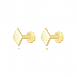 Silver Piercings Piercing Silver - Rhombus 6*4mm - Gold Plated and Rhodium Silver