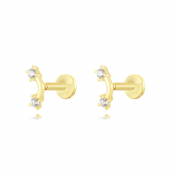 Silver Zircon Piercings Piercing 2 Zircon - 6*2,25mm - Gold Plated and Rhodium silver