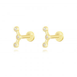 Silver Zircon Piercings Piercing Zircon - 8*3mm - Gold Plated and Rhodium silver