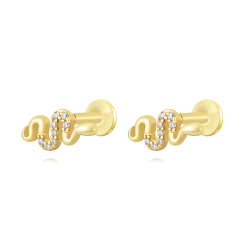 Silver Zircon Piercings Piercing Zircon - Snake 9*4mm - Gold Plated and Rhodium silver