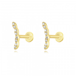 Piercings Argent Zircone Piercing Zircon - Feuilles 10*2,5mm - Plaqué Or et Argent Rhodium