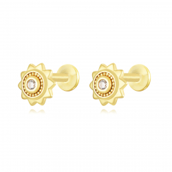 Silver Zircon Piercings Piercing Zircon - Sun 6mm - Gold Plated and Rhodium Silver