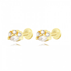 Silver Zircon Piercings Piercing Zircon - 5*4mm - Gold Plated and Rhodium silver