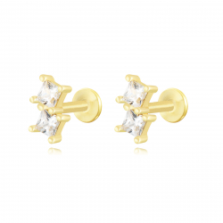 Silver Zircon Piercings Piercing 2 Zircon - 6,35*4,75mm - Gold Plated and Rhodium silver