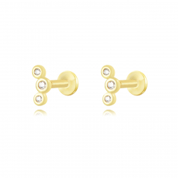 Piercings Silber Zirkonia Piercing 2 Zirkonit - 6*2,5mm - Vergoldet und Rhodiniertes Silber