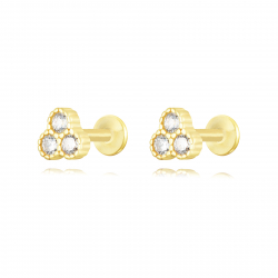 Silver Zircon Piercings Piercing Zircon - Flower 5mm - Gold Plated and Rhodium silver