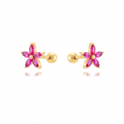 Silver Zircon Piercings Piercing Flower- 7 mm - Zirconia - Gold Plated and Rhodium Silver