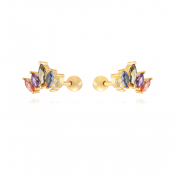 Piercings Plata Circonita Piercing  Flor  - 8,5 mm - Circonita - Bañado Oro y Plata Rodiada