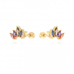 Silver Zircon Piercings Piercing Flower- 8,5 mm - Zirconia - Gold Plated and Rhodium Silver