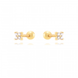 Piercings Plata Circonita Piercing  Flor  - 2,6 mm - Circonita - Bañado Oro y Plata Rodiada