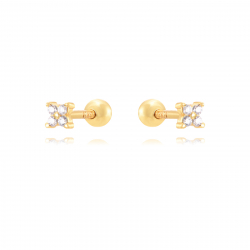 Silver Zircon Piercings Piercing Flower- 2,6 mm - Zirconia - Gold Plated and Rhodium Silver