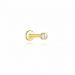 Ohrringe Piercing Zirkonia-Piercing, 2 mm, vergoldet und rhodiniert