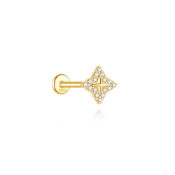 Ohrringe Piercing Zirkonia-Stern-Piercing 7 mm – vergoldet und rhodiniert