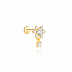 Ohrringe Piercing Zirkon-Piercing Blume, 12 mm, vergoldet und rhodiniert