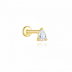 Ohrringe Piercing Silberpiercing Zirkonia - Tropfen - 5 mm - Vergoldet & Rhodiniertes Silber
