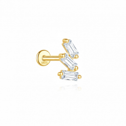 Ohrringe Piercing Silberpiercing Zirkonia - 9,5 mm - Vergoldet & Rhodiniertes Silber