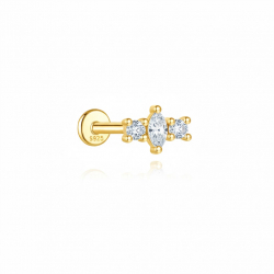 Ohrringe Piercing Silberpiercing mit Marquise-Zirkonia - 7,3 mm - Vergoldet und Rhodiniertes Silber