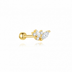 Ohrringe Piercing Silberpiercing mit Marquise-Zirkonia - Blume - 4,15 mm - Vergoldet und Rhodiniertes Silber