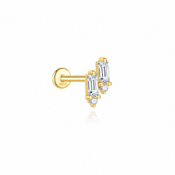 Ohrringe Piercing Zirkonia Silber Piercing – 9,4 x 4,7 mm – Vergoldet und Rhodiniertes Silber