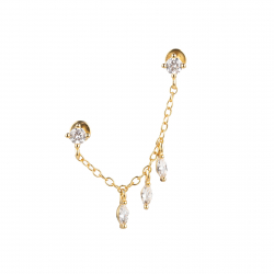 Ohrringe Piercing Helix- und Rook-Silber-Zirkonia-Piercing - 40 mm - Vergoldet und Rhodiniert