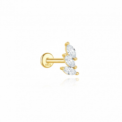 Ohrringe Piercing Piercing mit Marquise-Zirkonia – 8,5 mm – Vergoldet und rhodiniertes Silber