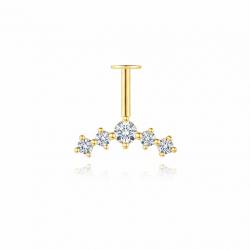 Ohrringe Piercing Zirkonia Silber Helix Piercing - Kugeln - 23,5 mm - Vergoldet und Rhodiniertes Silber