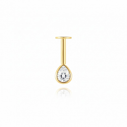 Ohrringe Piercing Zirkonia Silber Piercing - 5 mm - Vergoldet und Rhodiniertes Silber