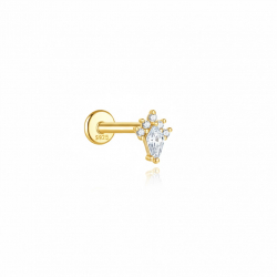 Ohrringe Piercing Zirkonia Silber Piercing - 5,9 mm - Vergoldet und Rhodiniertes Silber