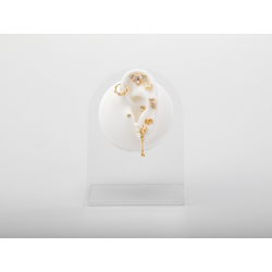 Ohrringe Piercing Zirkonia Silber Piercing - 9 mm - Raute - Vergoldet und Rhodiniertes Silber