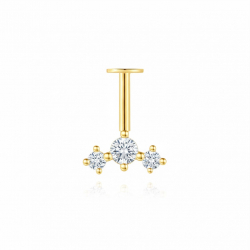 Ohrringe Piercing Piercing Silber Zirkonia - Drei Kreise - 9 mm - Vergoldet und Rhodiniertes Silber