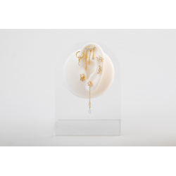 Pendiente Piercing Piercing Plata Circonita  - 10 mm - Bañado Oro y Plata Rodiada