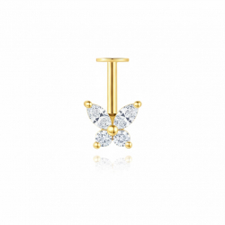 Ohrringe Piercing Piercing Silber Zirkonia - Blume - 5,75 mm - Vergoldet und Rhodiniertes Silber