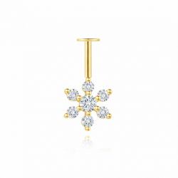 Ohrringe Piercing Piercing Silber Zirkonia - Sonnenblume - 9 mm - Vergoldet und Rhodiniertes Silber